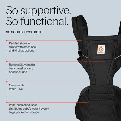 Ergobaby Alta Hip Seat Mesh Baby Carrier - Onyx Black - BCHIPSFMONYX