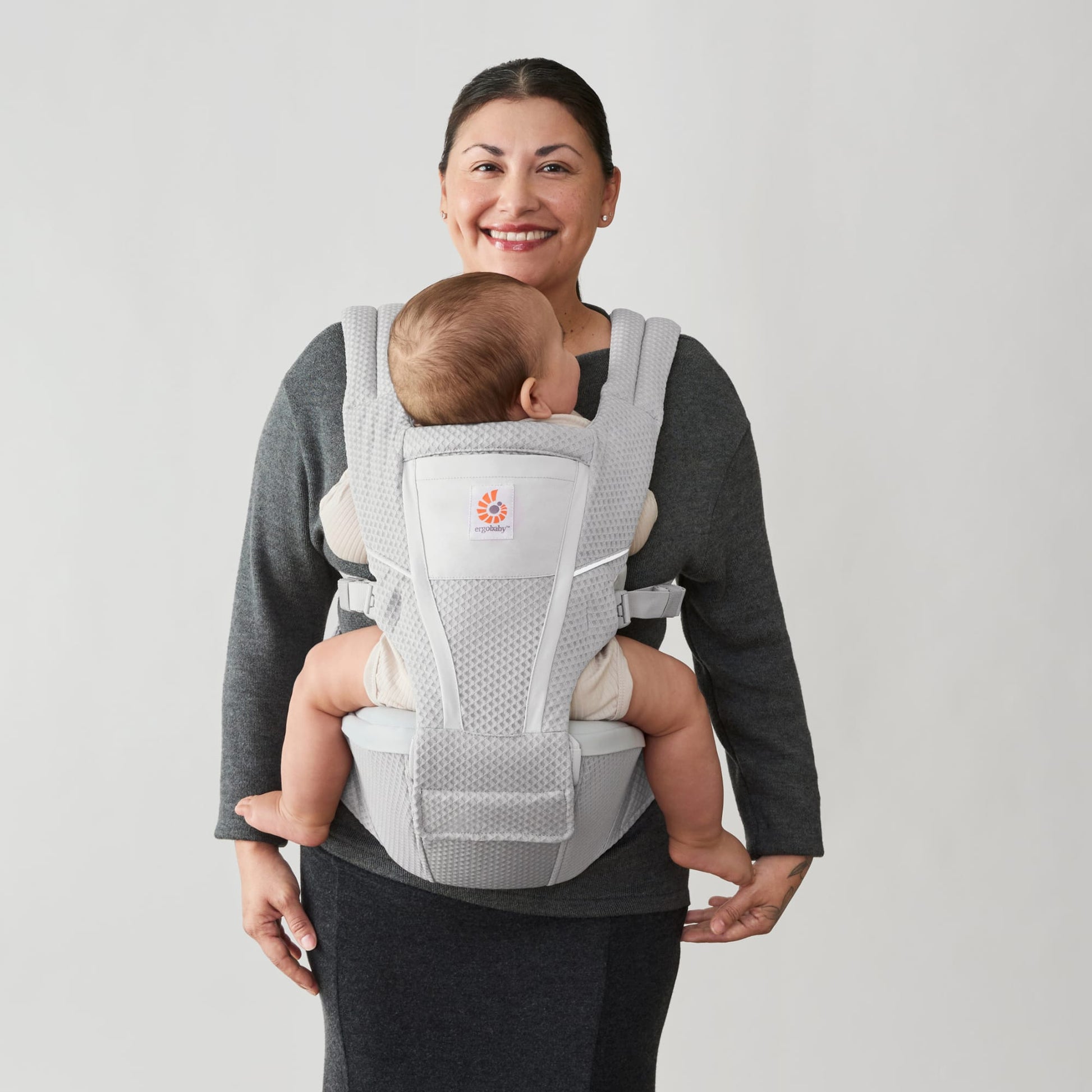 Ergobaby Alta Hip Seat Mesh Baby Carrier - Pearl Grey - BCHIPSFMGRY