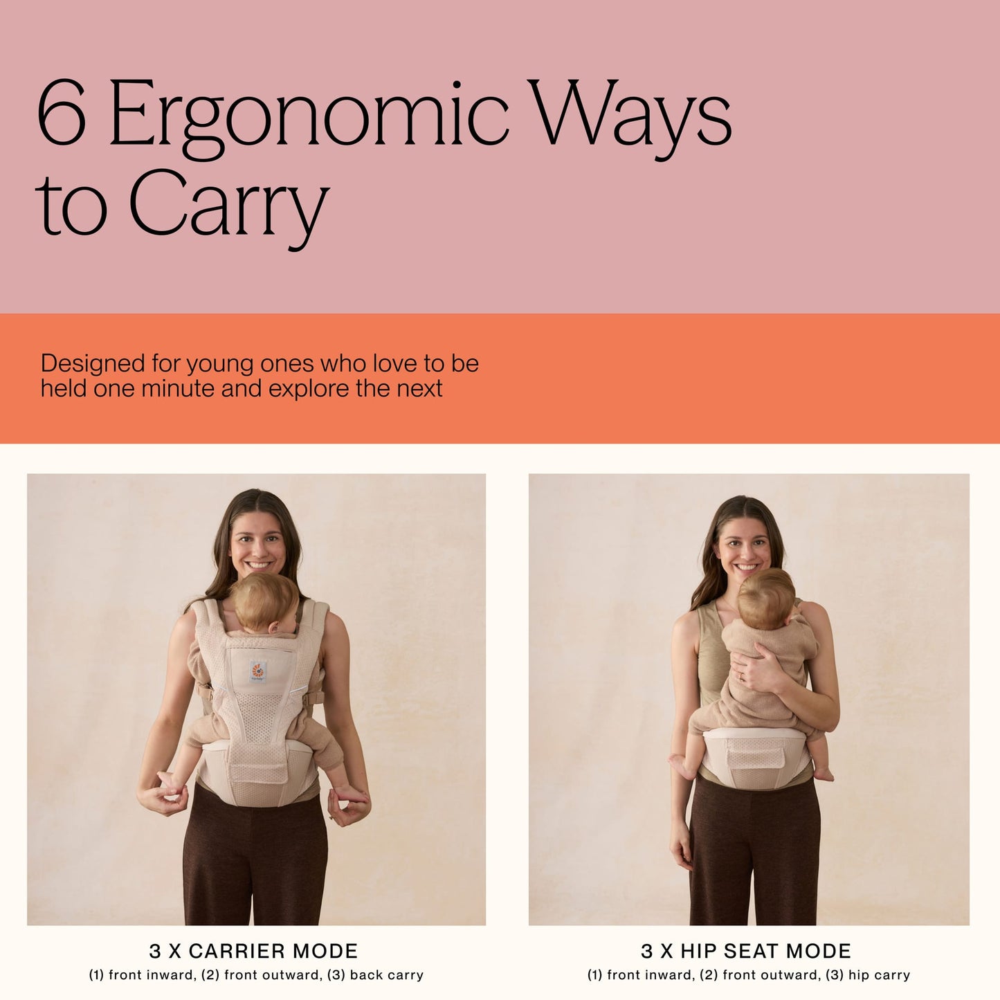 Ergobaby Alta Hip Seat Mesh Baby Carrier - Pink Quartz - BCHIPSFMPNKQTZ