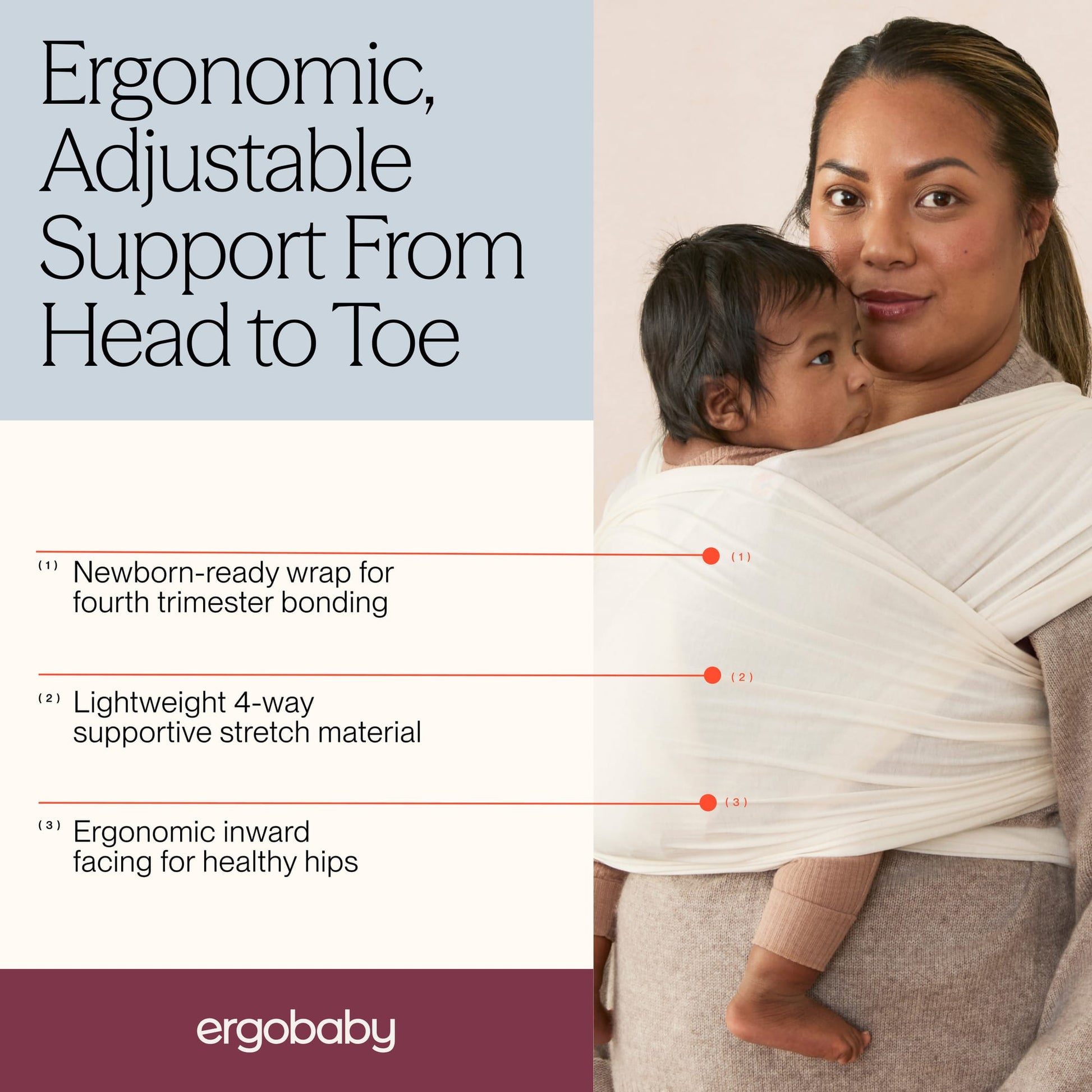 Ergobaby Aura Wrap, Sustainable Knit - Cream - WLASKCRM