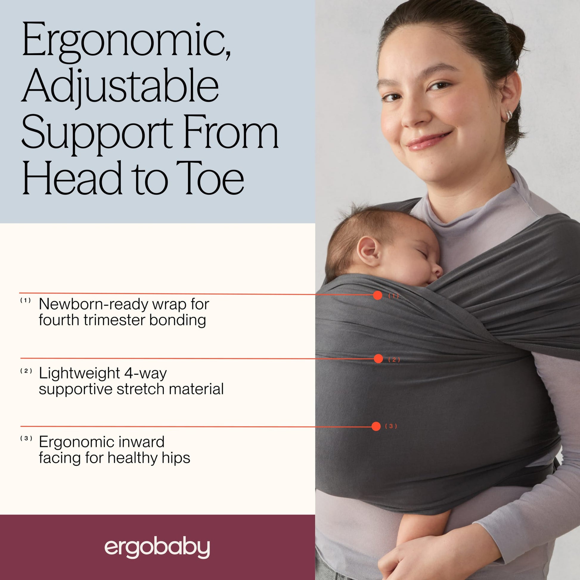 Ergobaby Aura Wrap, Sustainable Knit - Soft Black - WLASKSFTBLK