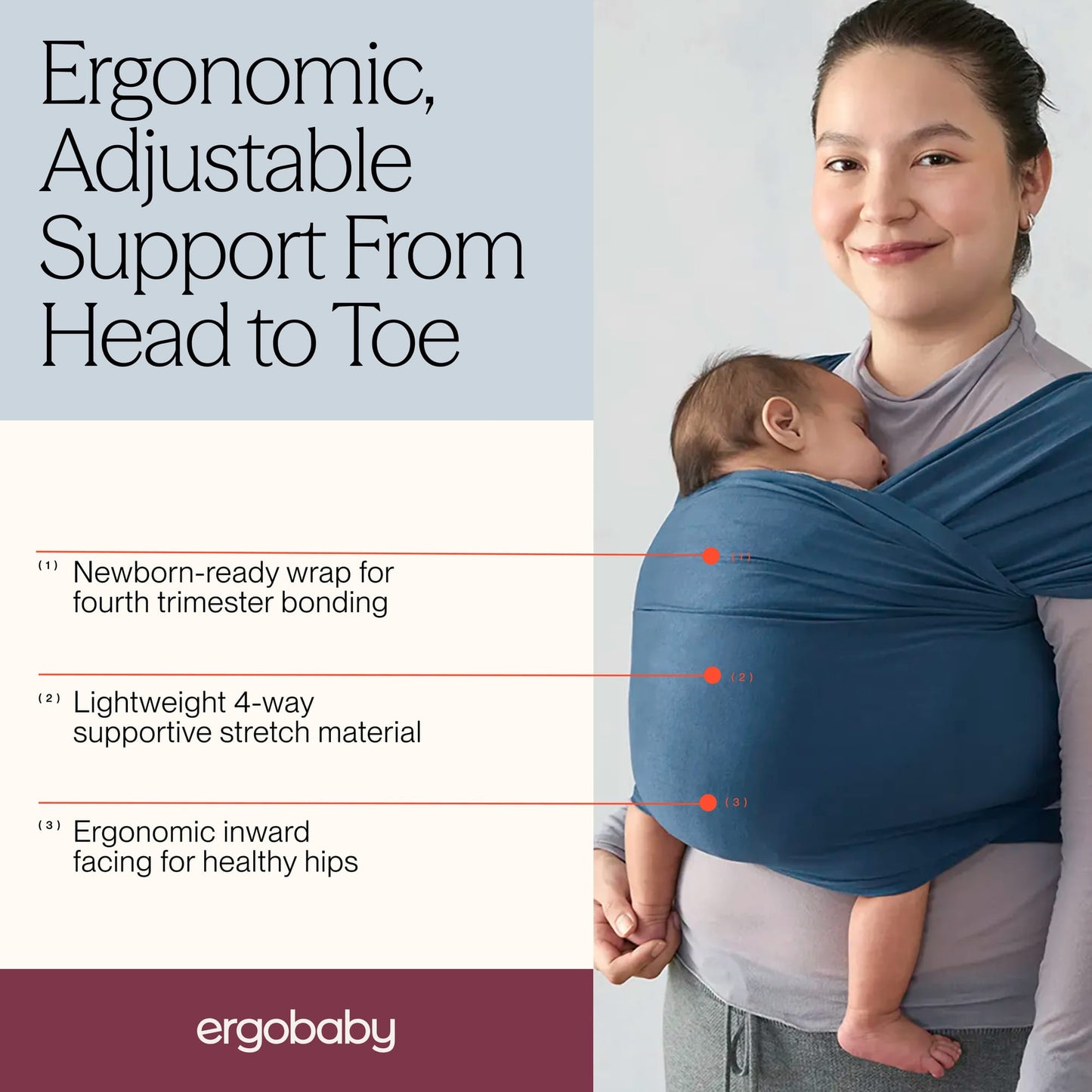Ergobaby Aura Wrap, Sustainable Knit - Twilight Navy - WLASKTWINVY
