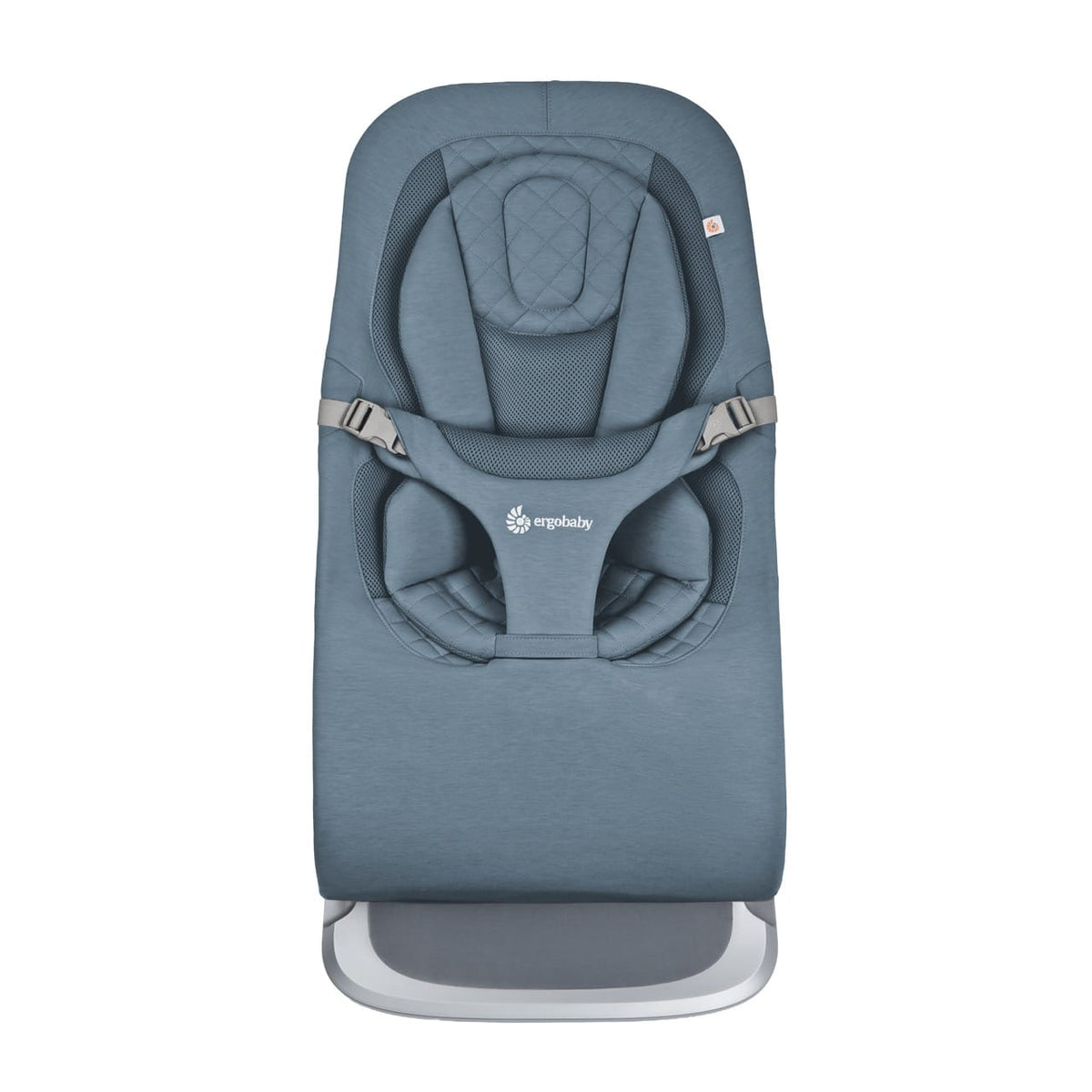 Ergobaby Evolve bouncer in blue with quilted fabric and mesh insert