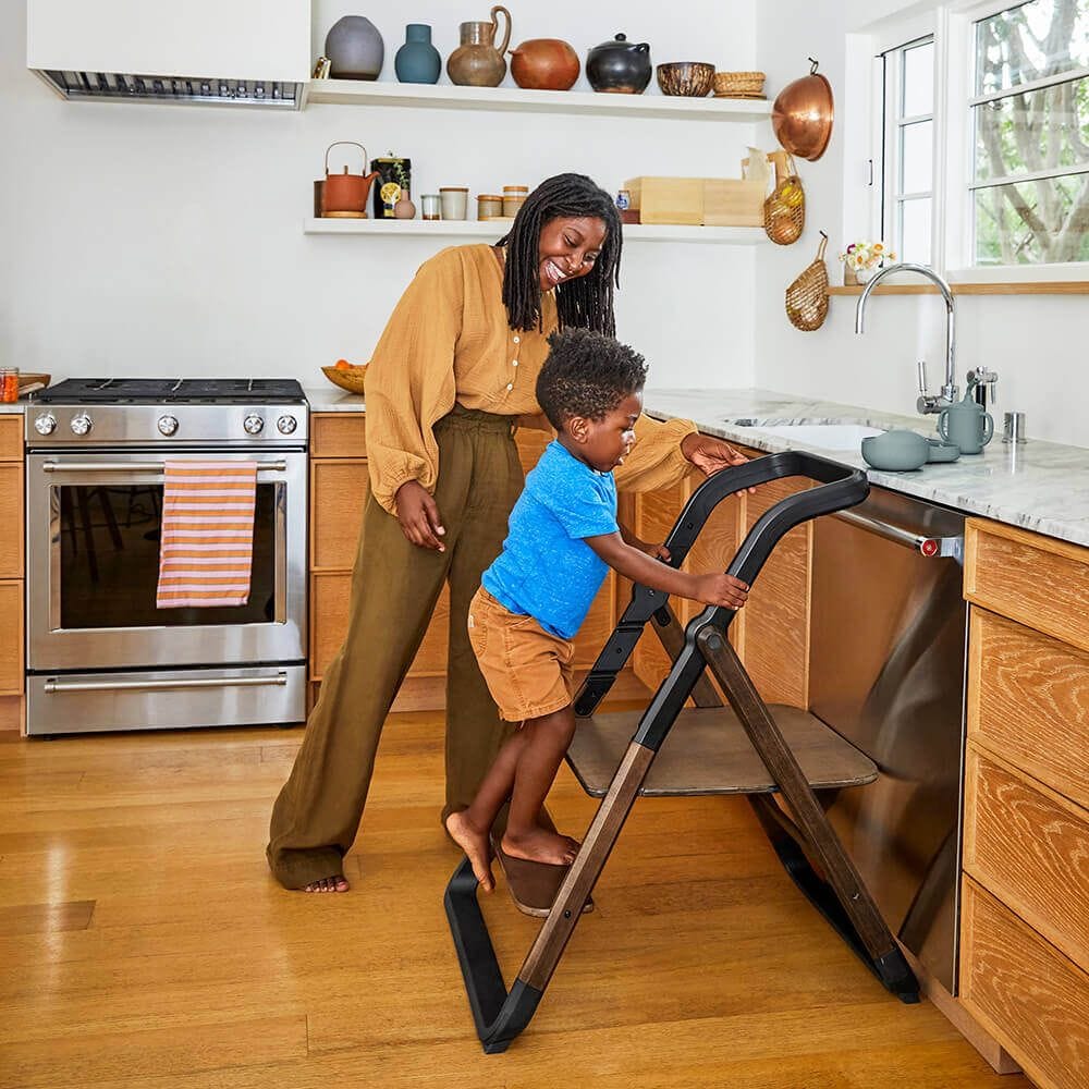 Ergobaby Evolve Chair + Kitchen Tower Bundle - Dark Wood - EVLTCBRDKWD-EVLHCKHDKWD