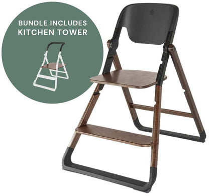Ergobaby Evolve Chair + Kitchen Tower Bundle - Dark Wood - EVLTCBRDKWD-EVLHCKHDKWD