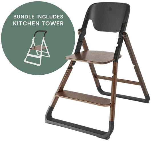 Ergobaby Evolve Chair + Kitchen Tower Bundle - Dark Wood - EVLTCBRDKWD-EVLHCKHDKWD