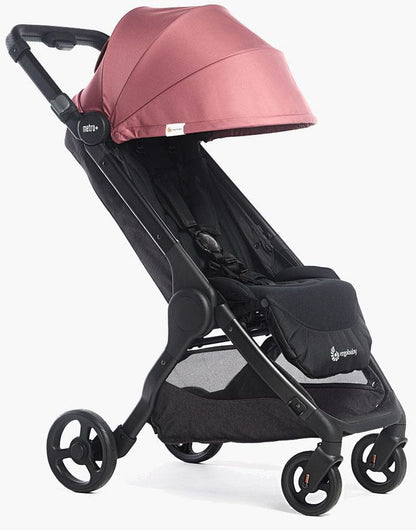 Ergobaby Metro+ Compact City Stroller Bundle - Black w/ Rose Sunshade - METROPBLK-METPSUNRO