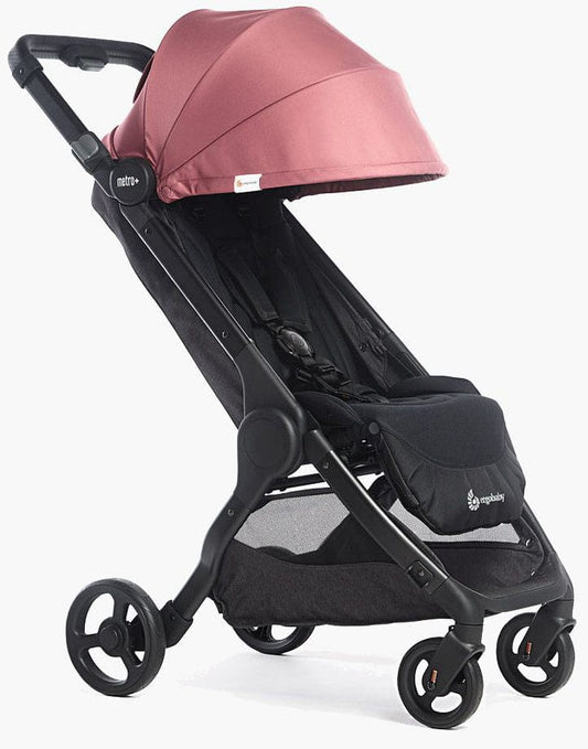 Ergobaby Metro+ Compact City Stroller Bundle - Black w/ Rose Sunshade - METROPBLK-METPSUNRO