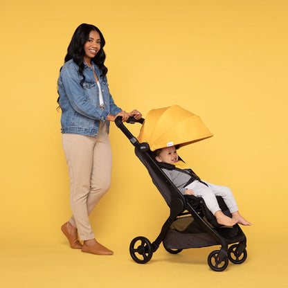 Ergobaby Metro+ Compact City Stroller Bundle - Black w/ Yellow Sunshade - METROPBLK-METPSUNYE