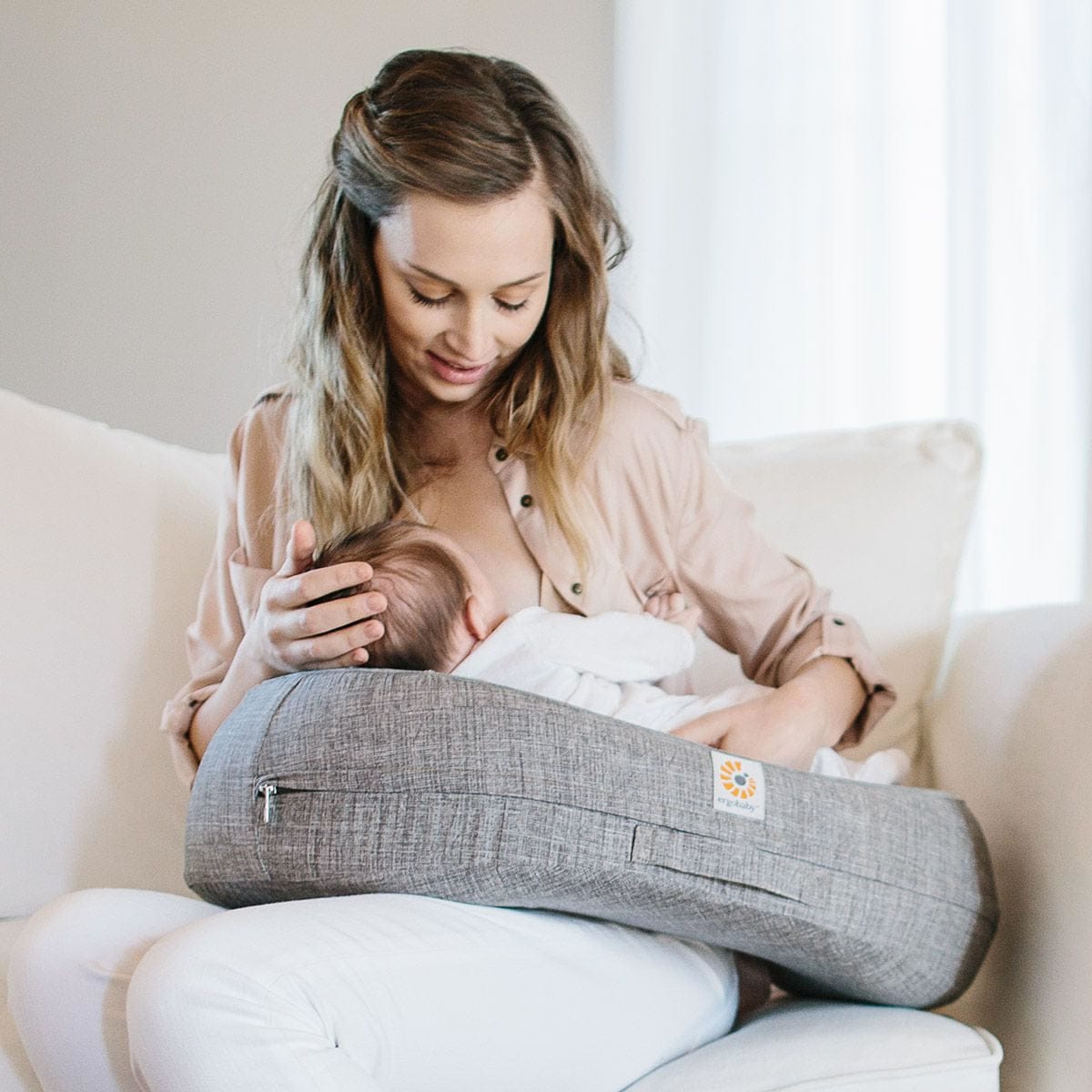 Ergobaby Natural Curve Nursing Pillow - Heathered Grey - NPAGRY