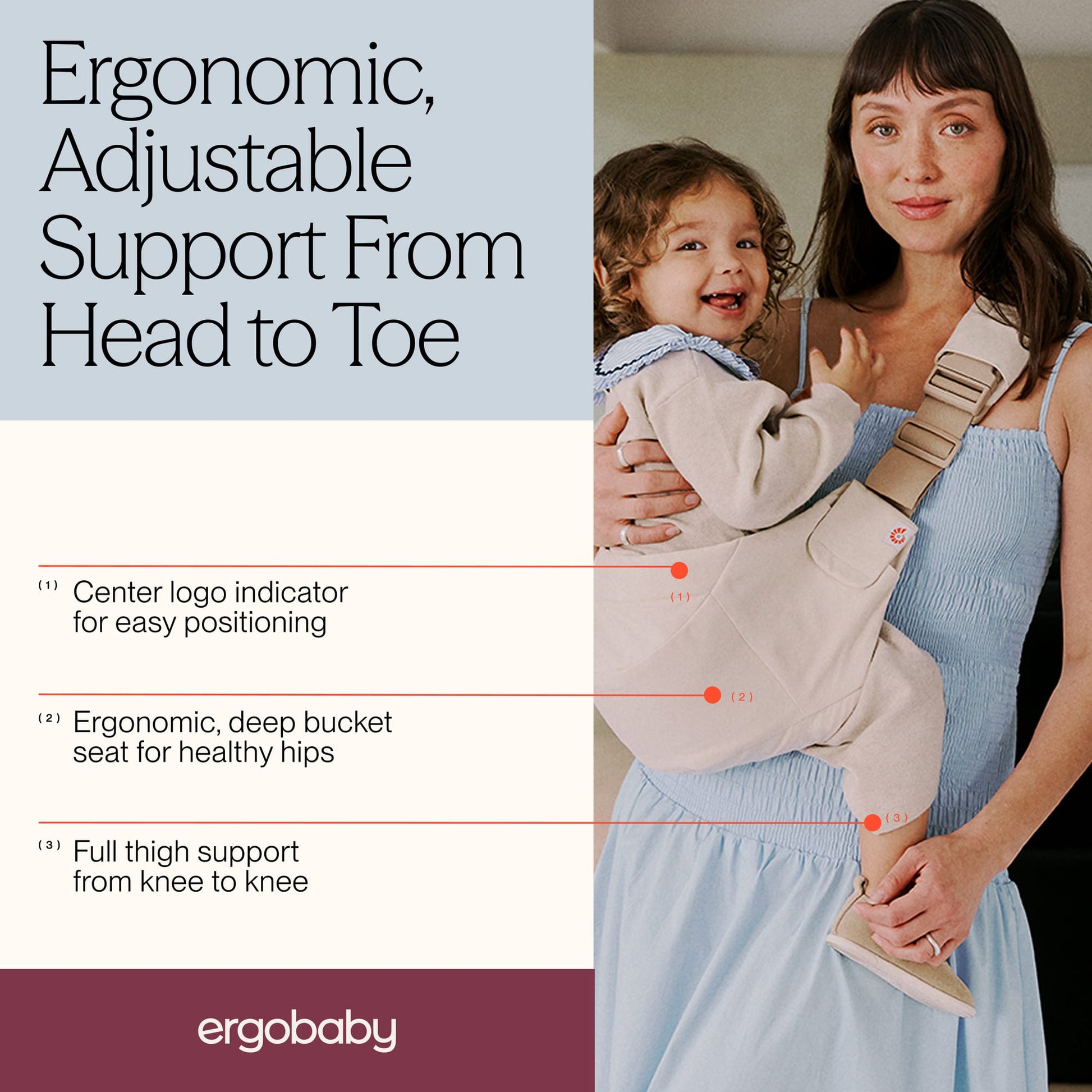 Ergobaby Upsie Toddler Sling Carrier - Natural Beige - BCUPSLINATBGE