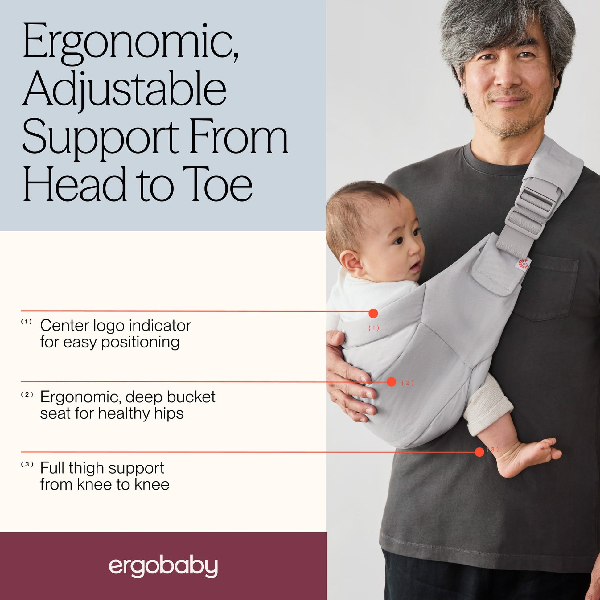Ergobaby Upsie Toddler Sling Carrier - Pearl Grey - BCUPSLIGRY