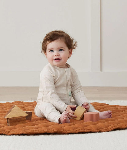 ergoPouch Layers Long Sleeve Romper 1.0 TOG - Oatmeal Marle, 0-3 Months - EPLL-1-0T00-03MOM23