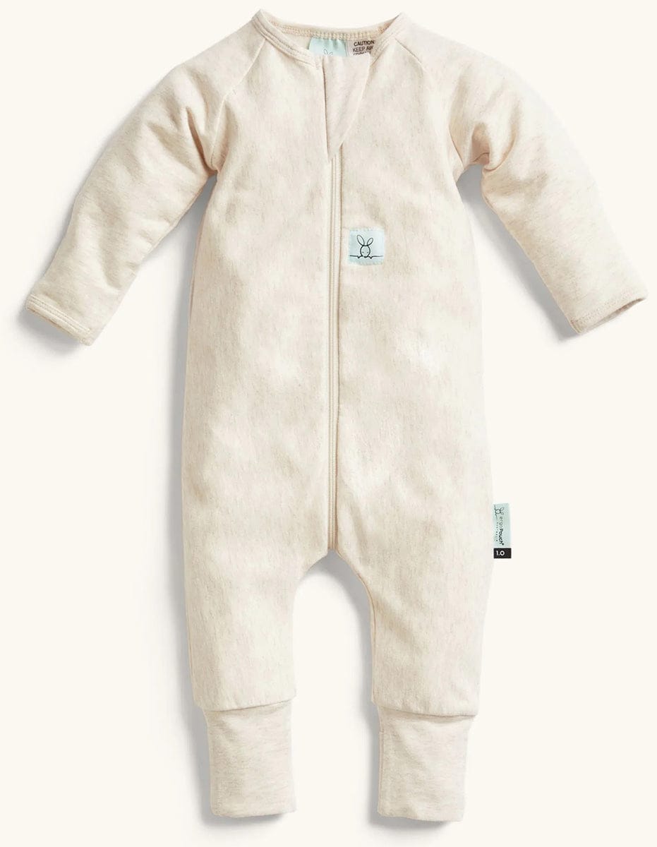 ergoPouch Layers Long Sleeve Romper 1.0 TOG - Oatmeal Marle, 3-6 Months - EPLL-1-0T03-06MOM23