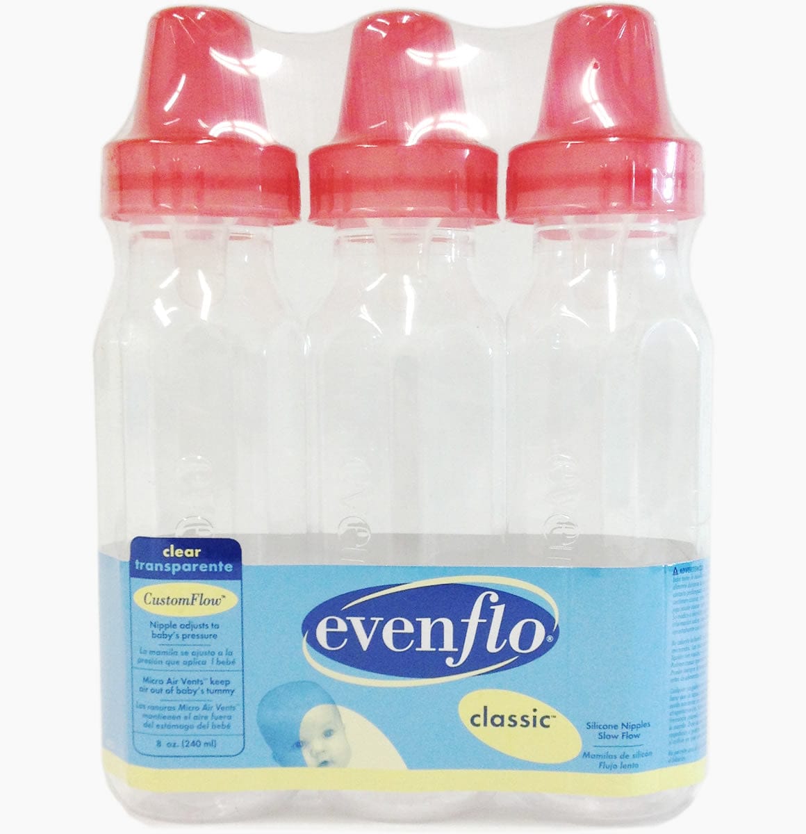 Evenflo Classic 8 oz Clear Bottles- 3 Pack - 12113