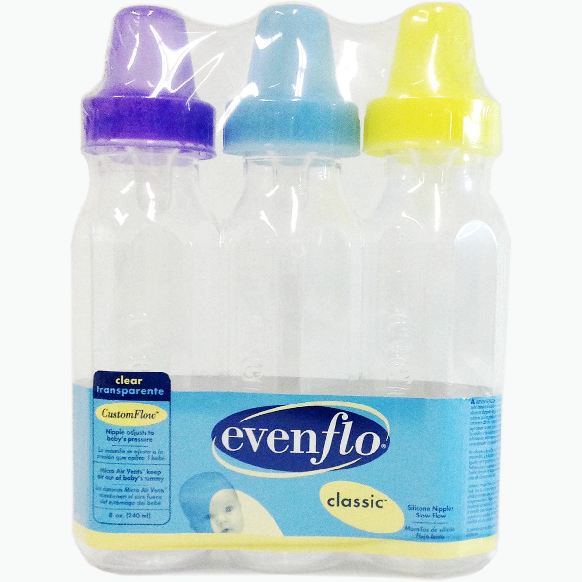 Evenflo Classic 8 oz Clear Bottles- 3 Pack - 12113
