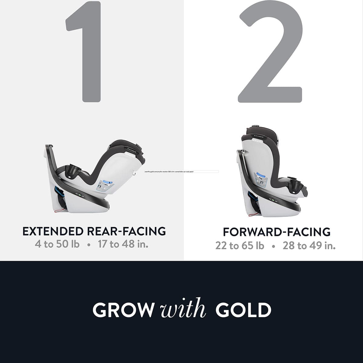 Evenflo GOLD SensorSafe Revolve 360 Slim 2-in-1 Rotational Convertible Car Seat - Pearl - 36812449