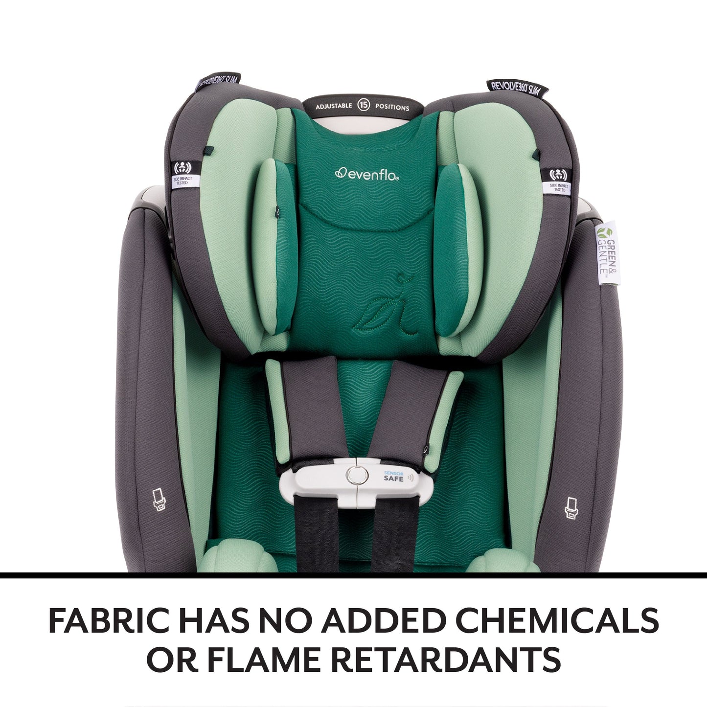 Evenflo GOLD SensorSafe Revolve 360 Slim 2-in-1 Rotational Convertible Car Seat with Green & Gentle Fabric - Peridot Green - 36812504