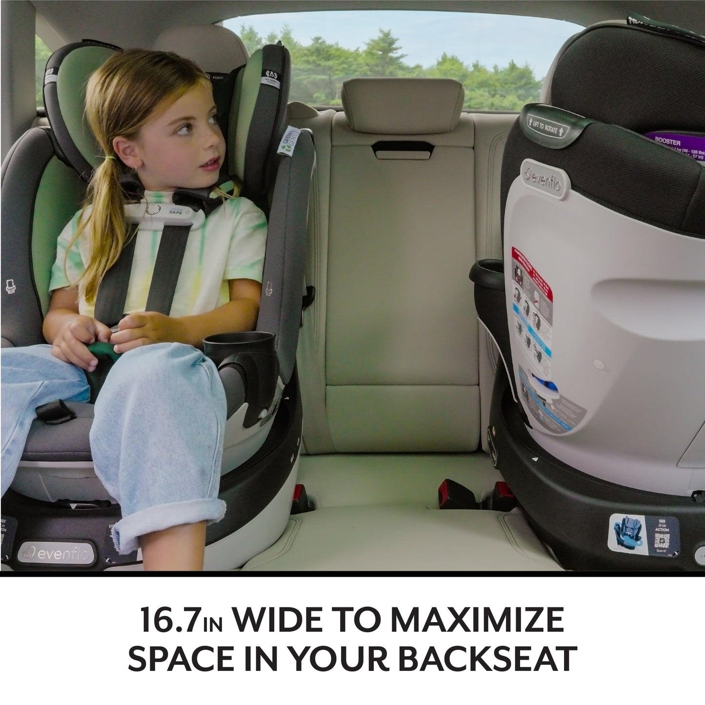 Evenflo GOLD SensorSafe Revolve 360 Slim 2-in-1 Rotational Convertible Car Seat with Green & Gentle Fabric - Peridot Green - 36812504