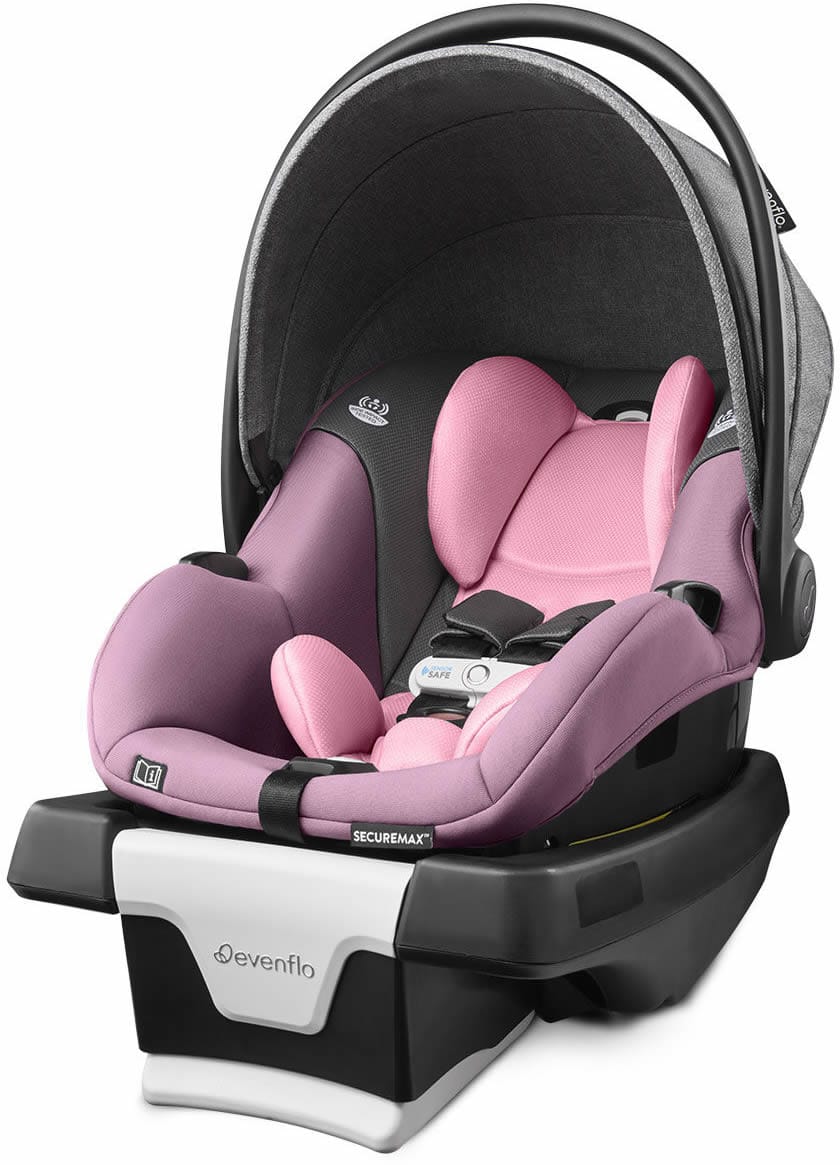 Evenflo GOLD SensorSafe SecureMax Infant Car Seat with SafeZone Load Leg - Opal Pink
