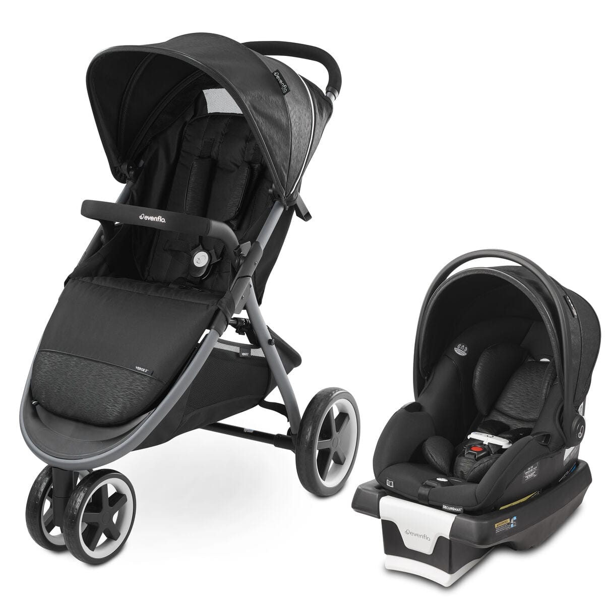 Evenflo GOLD SensorSafe Verge3 Smart Travel System with SecureMax Smart Infant Car Seat - Onyx Black - 53012310