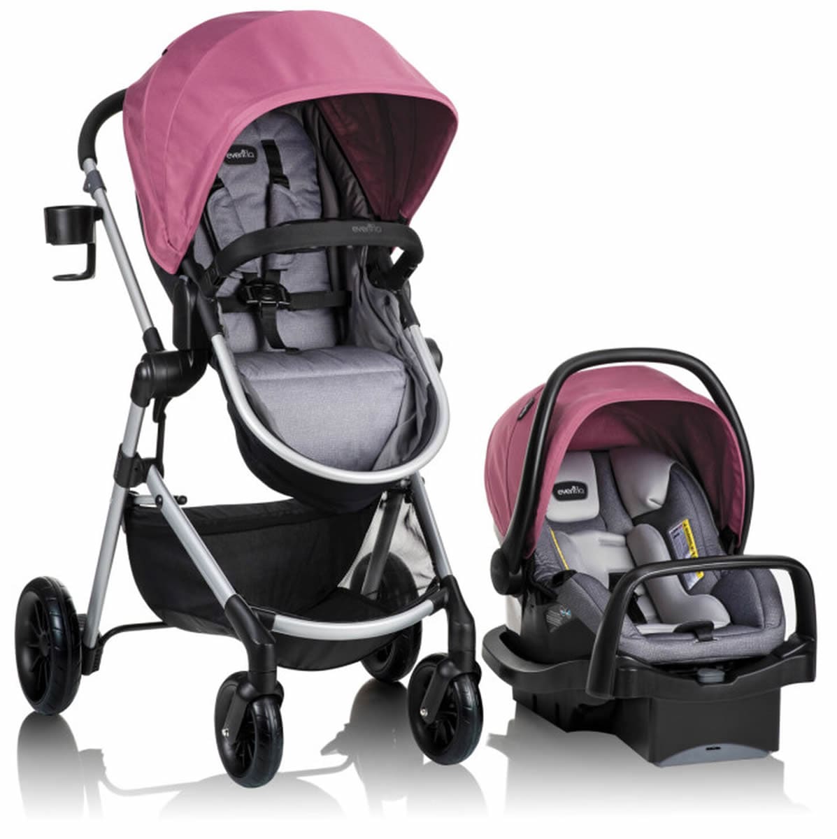 Evenflo Pivot Modular Travel System With Safemax Infant Car Seat - Dusty Rose