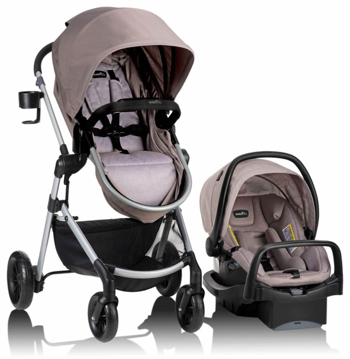 Evenflo Pivot Modular Travel System With SafeMax Infant Car Seat - Sandstone