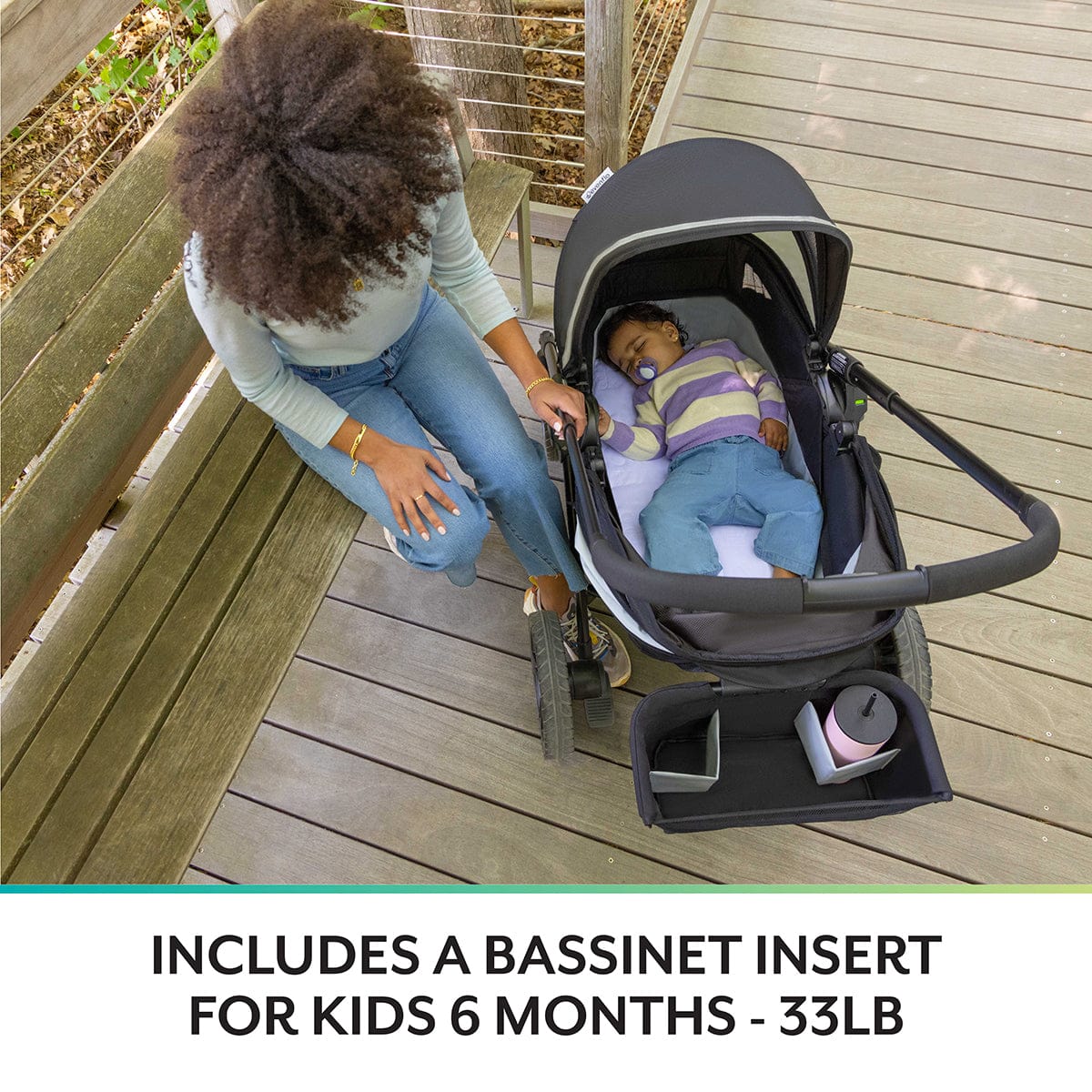 Evenflo Pivot Xplore Dreamz All-Terrain Stroller Wagon with Bassinet Insert - Jetsetter Black - 18912482