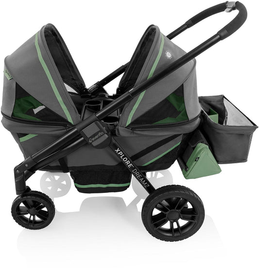Evenflo Pivot Xplore Dreamz All-Terrain Stroller Wagon with Bassinet Insert - Voyager Green - 18912490