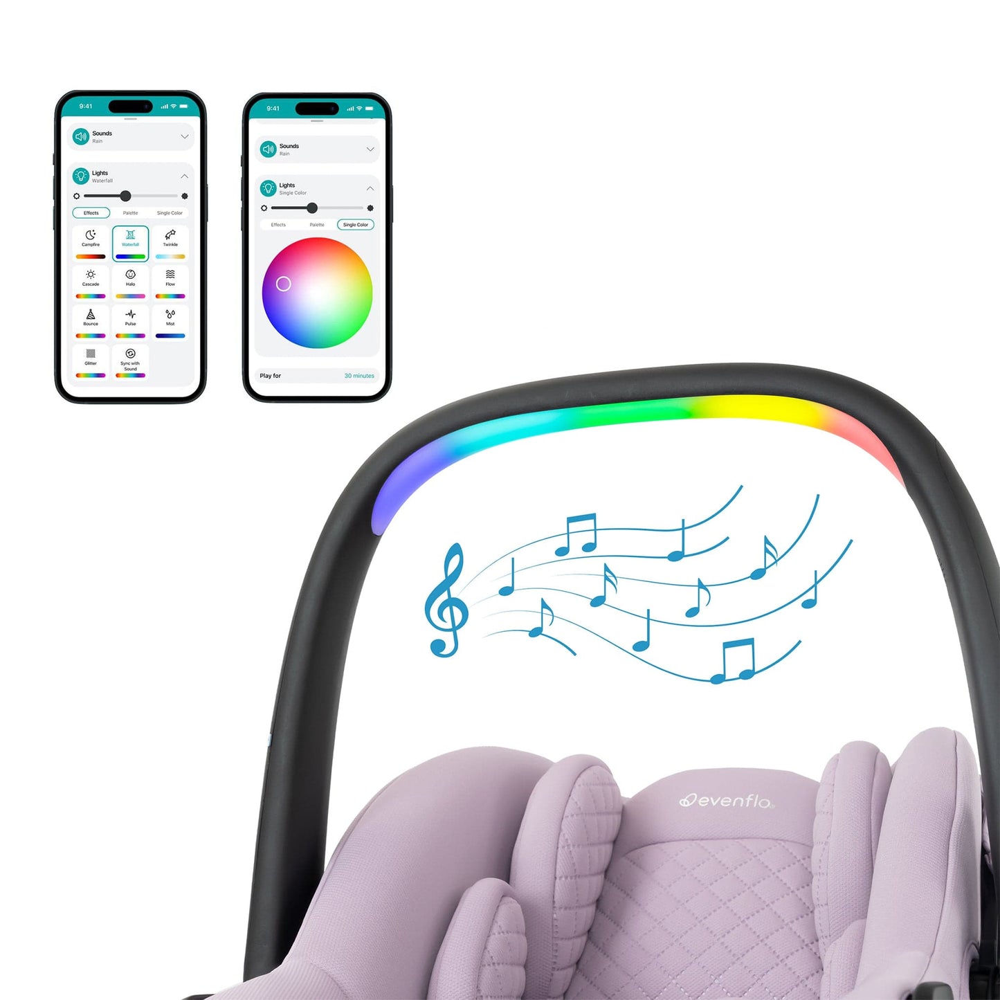 Evenflo Revolve180 LiteMax NXT Rotational Infant Car Seat with SensorySoothe - Agate Purple - CS160412546