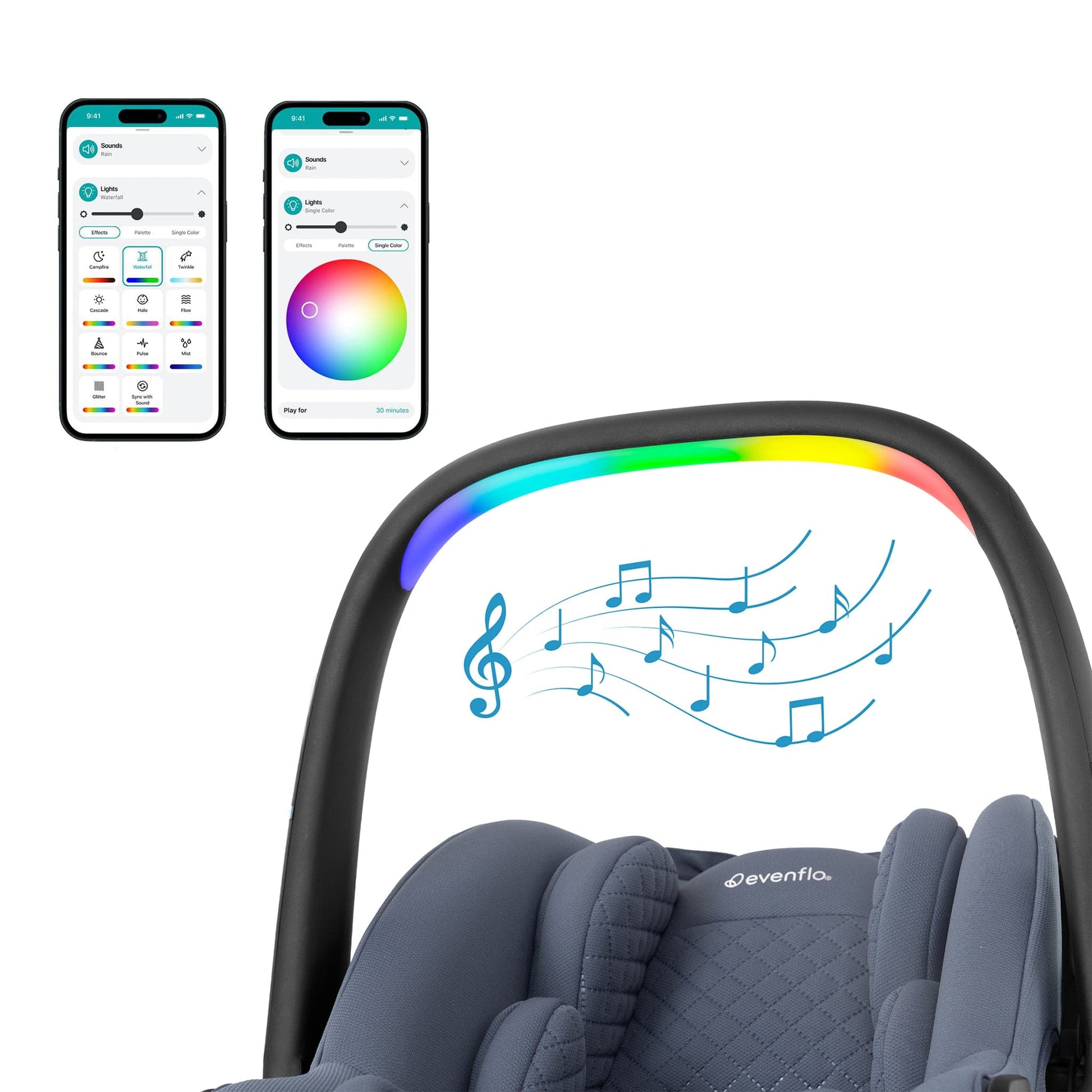 Evenflo Revolve180 LiteMax NXT Rotational Infant Car Seat with SensorySoothe - Flint - CS160412533