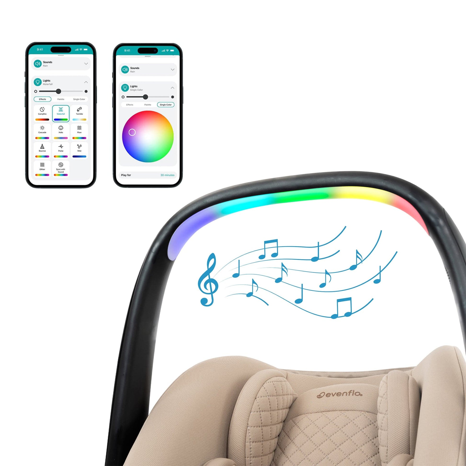 Evenflo Revolve180 LiteMax NXT Rotational Infant Car Seat with SensorySoothe - Topaz - CS160412535
