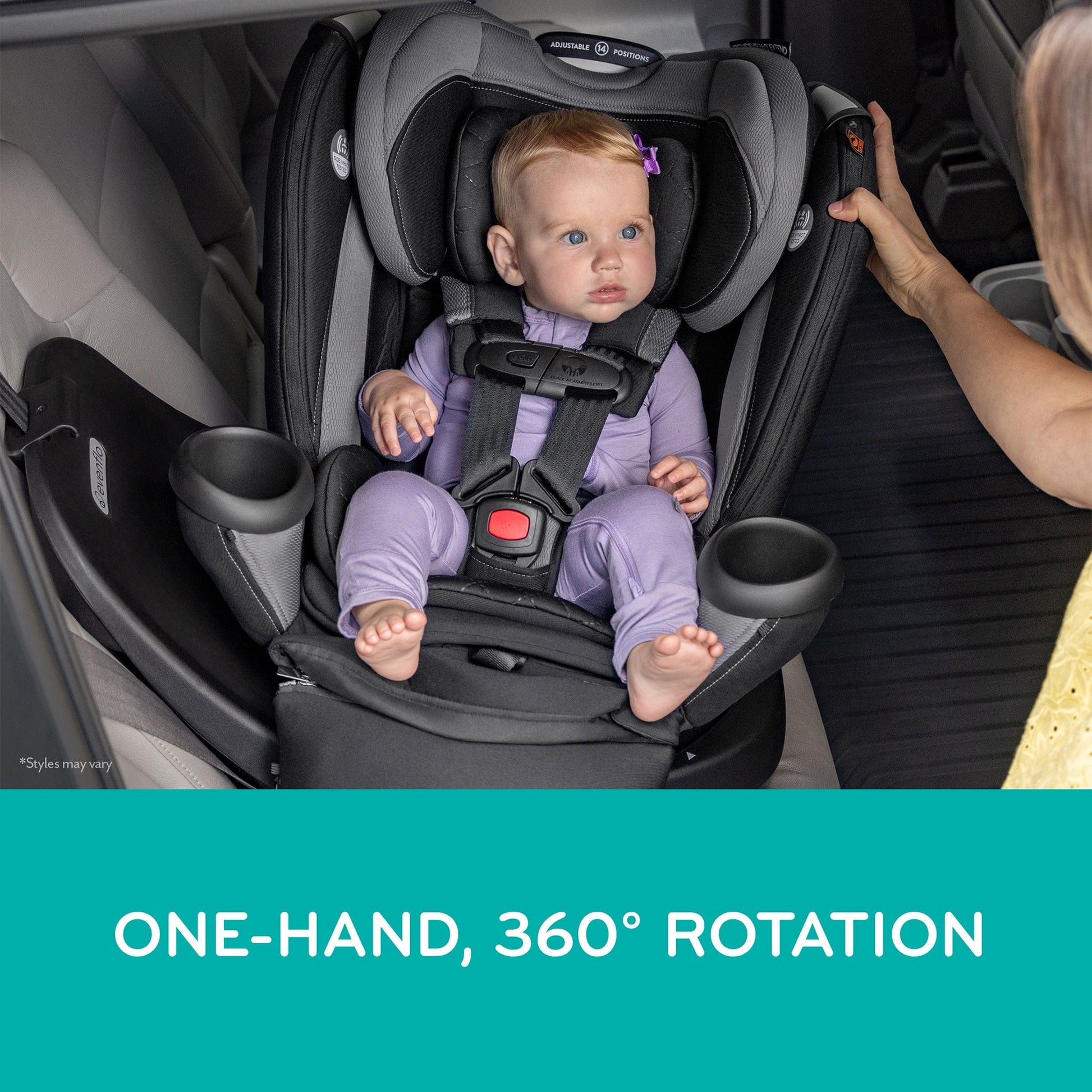 Evenflo Revolve360 Extend All-in-One Rotational Convertible Car Seat with Quick Clean Cover - Revere Gray - CS360212464