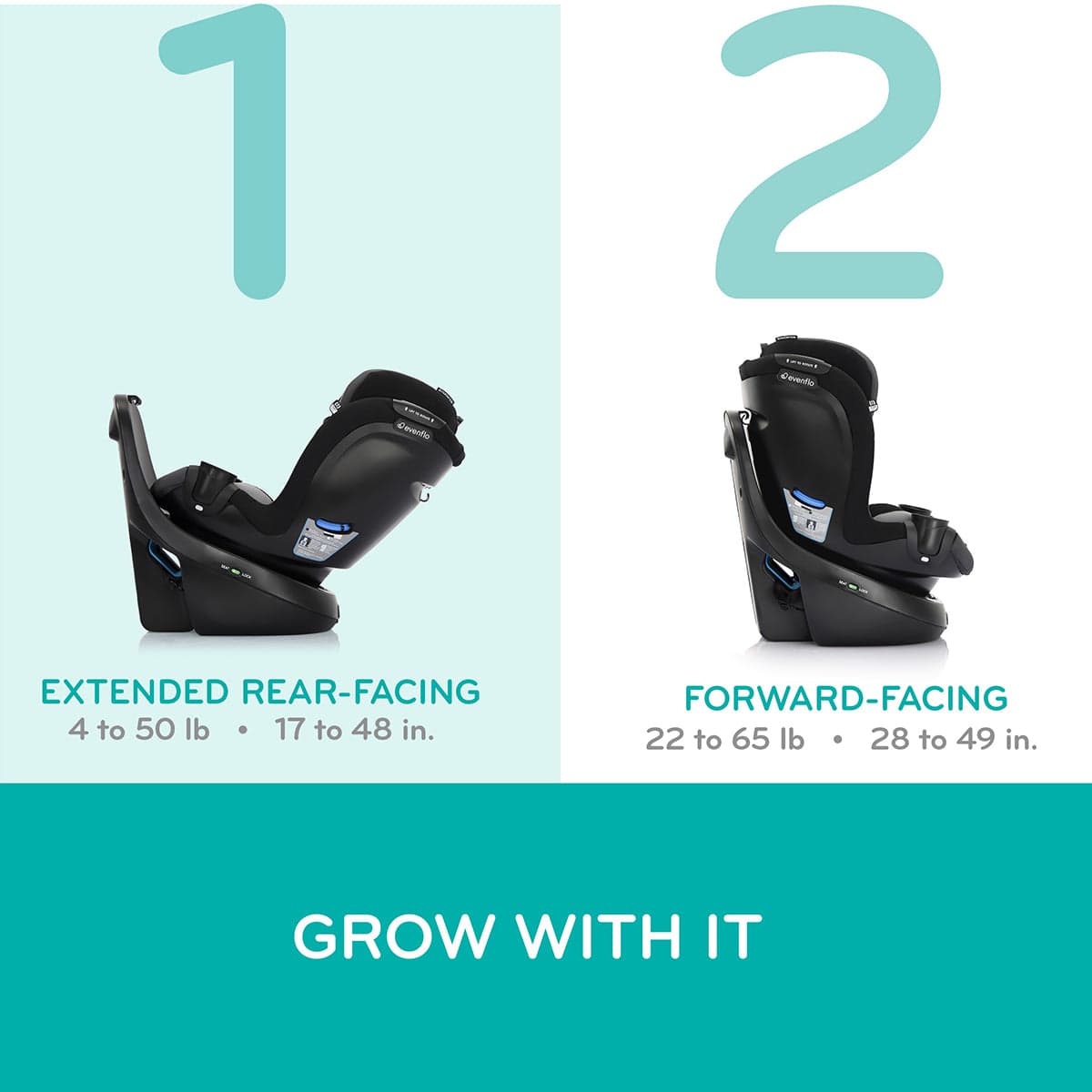 Evenflo Revolve360 Slim 2-in-1 Rotational Convertible Car Seat with Quick Clean Cover - Salem Black - 36812467