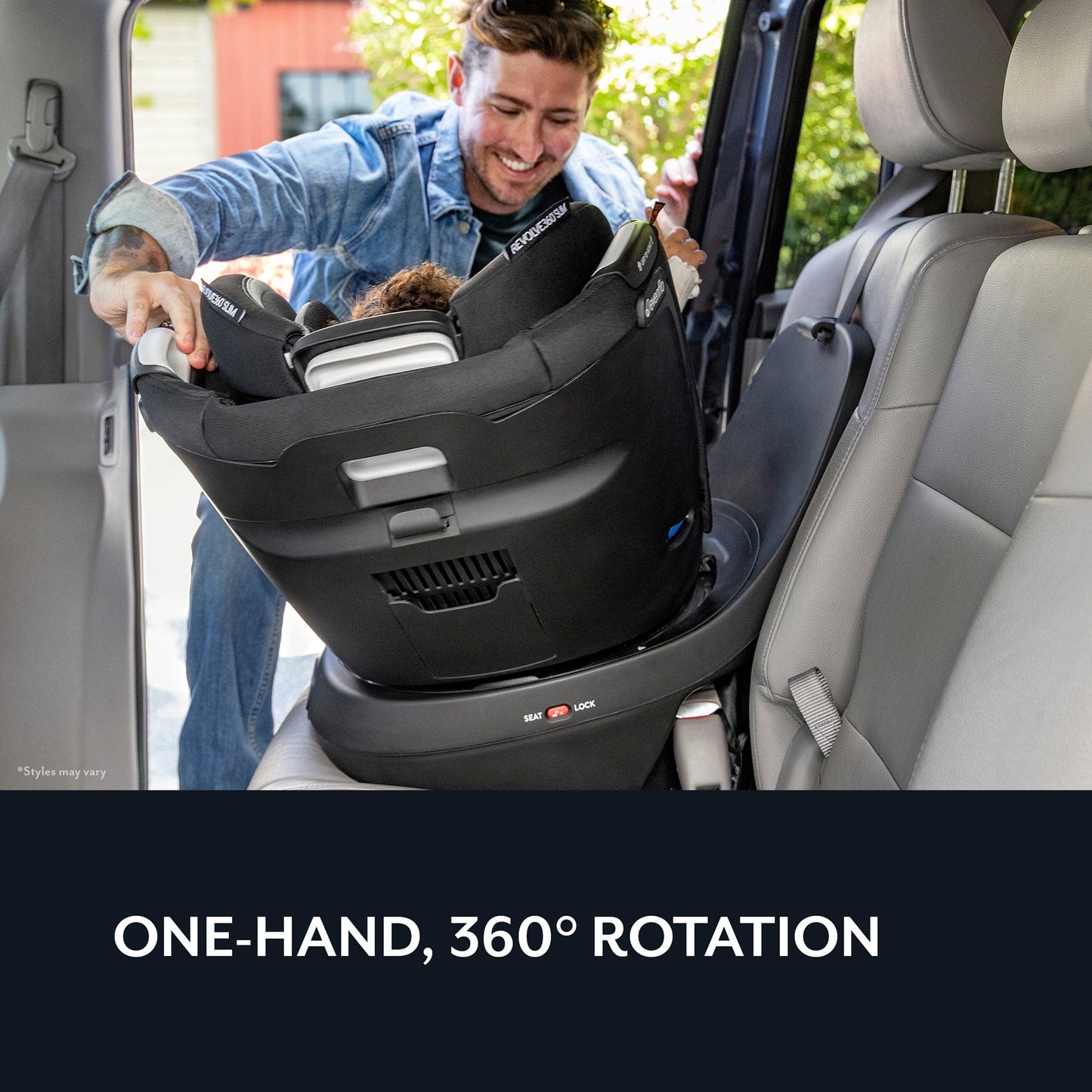 Evenflo Revolve360 Slim 2-in-1 Rotational Convertible Car Seat with Quick Clean Cover - Stow Blue - CS260112468