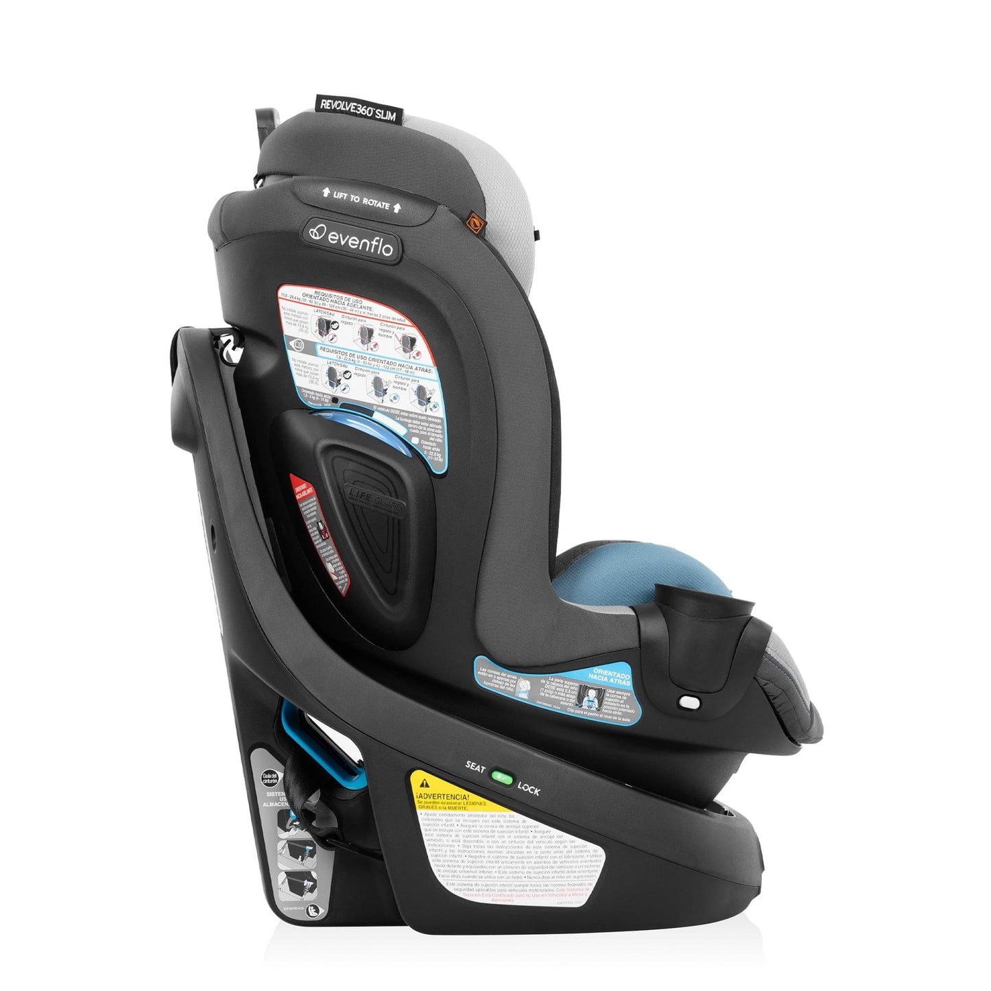 Evenflo Revolve360 Slim 2-in-1 Rotational Convertible Car Seat with Quick Clean Cover - Stow Blue - CS260112468