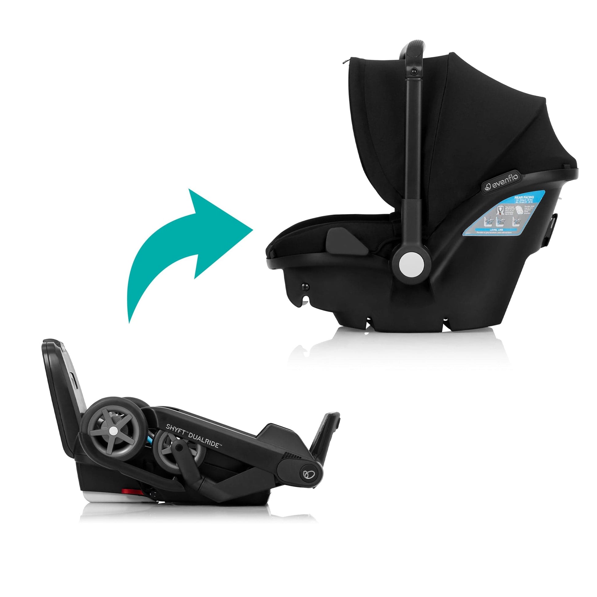 Evenflo Shyft DualRide Infant Car Seat and Stroller Combo - Beaufort Black - CS150112460