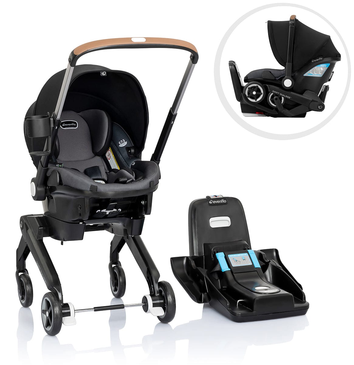 Evenflo Shyft DualRide Infant Car Seat and Stroller Combo - Boone Gray - 37312473