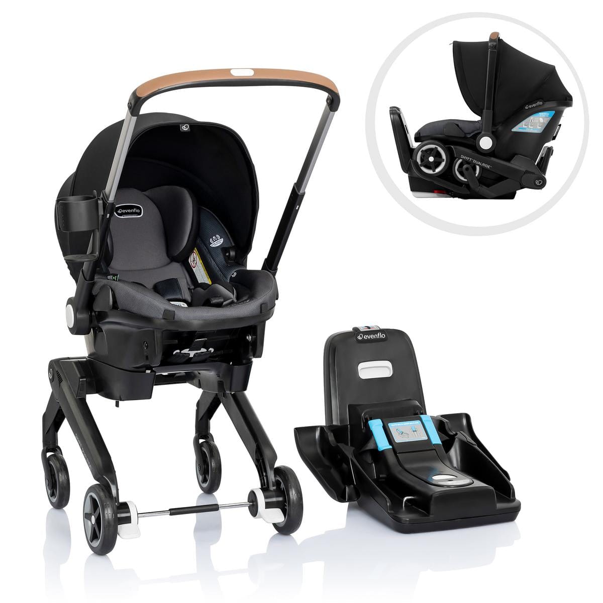Evenflo Shyft DualRide Infant Car Seat Stroller Combo with Carryall Storage - Boone Gray - CS150112473
