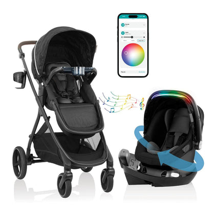 Evenflo Shyft Intuiti+ Travel System w/ Revolve180 LiteMax NXT with SensorySoothe