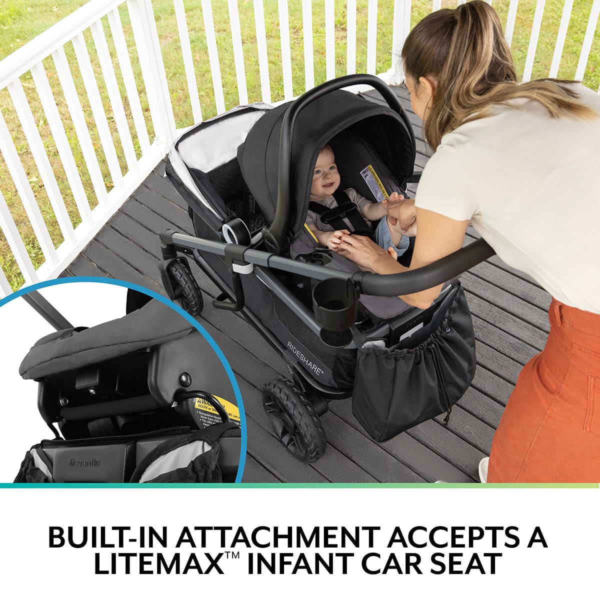 Evenflo Gold Shyft DualRide Infant Car Seat and Stroller Combo with Carryall Storage (Moonstone Gray)