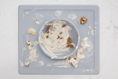 EZPZ Happy Mat Placemat & Bowl - Pewter - PKHBP003