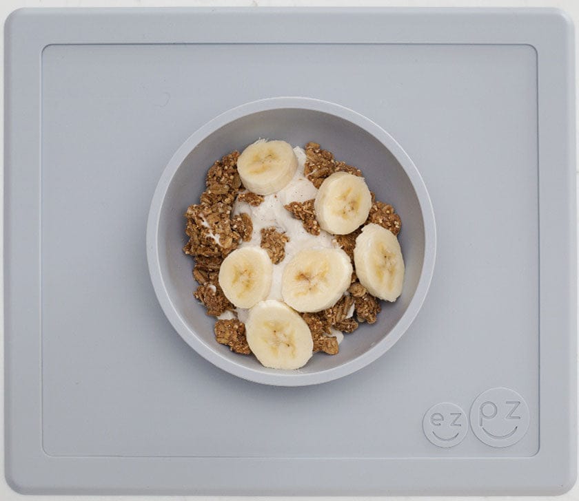 EZPZ Happy Mat Placemat & Bowl - Pewter - PKHBP003