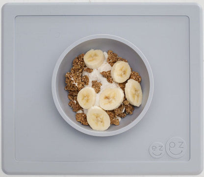 EZPZ Happy Mat Placemat & Bowl - Pewter - PKHBP003