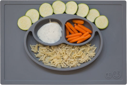 EZPZ Happy Mat Placemat & Plate - Gray - EZPZ-5108