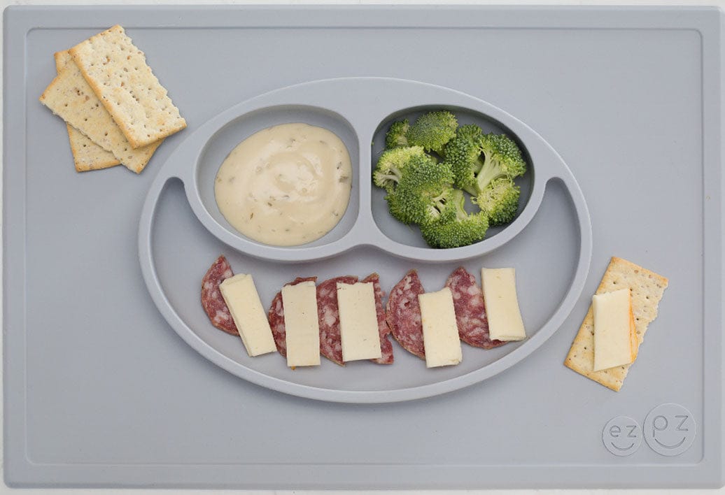 EZPZ Happy Mat Placemat & Plate - Pewter - PKHMP003