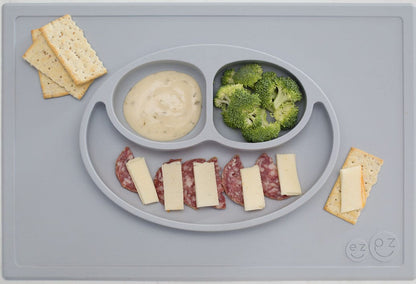EZPZ Happy Mat Placemat & Plate - Pewter - PKHMP003