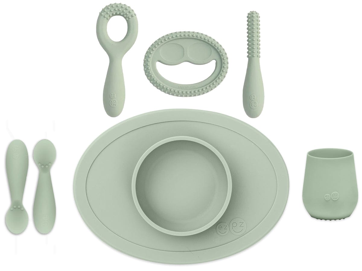EZPZ Infant Bundle - First Foods Set + Oral Development Tools - Sage - PKFFS001-PCDTB005