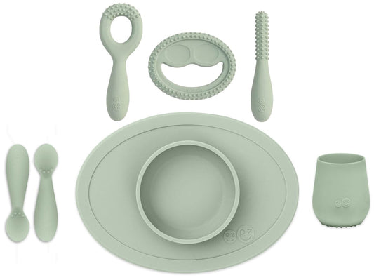 EZPZ Infant Bundle - First Foods Set + Oral Development Tools - Sage