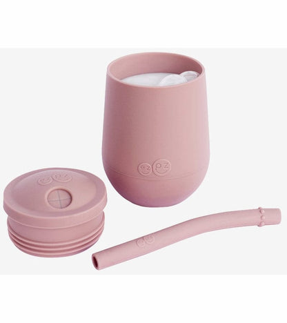 EZPZ Toddler Bundle - Mini Feeding Set + Mini Cup and Straw Training System - Blush - PKMFB005-PCSTB005